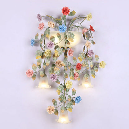 Farmhouse Rose Floral Decorative 5-Light Wall Sconce Lamp