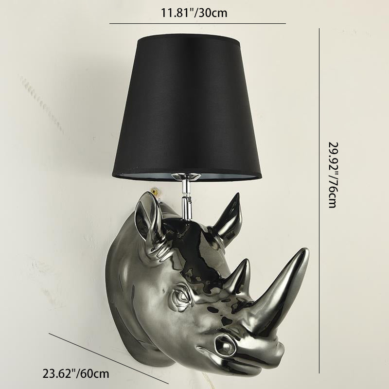Creative Resin And Fabric Rhino 1-Light Wall Sconce Lamp