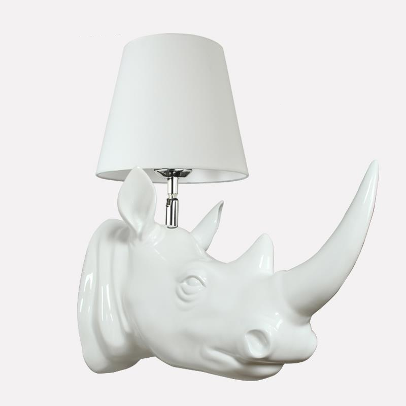 Creative Resin And Fabric Rhino 1-Light Wall Sconce Lamp