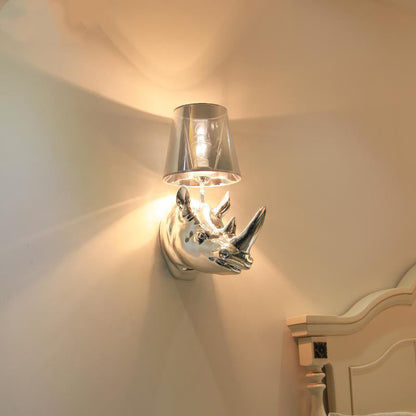 Creative Resin And Fabric Rhino 1-Light Wall Sconce Lamp