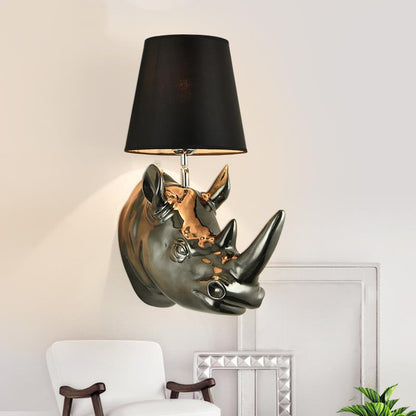 Creative Resin And Fabric Rhino 1-Light Wall Sconce Lamp