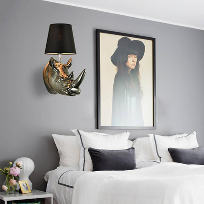 Creative Resin And Fabric Rhino 1-Light Wall Sconce Lamp