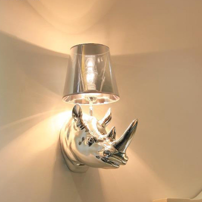 Creative Resin And Fabric Rhino 1-Light Wall Sconce Lamp