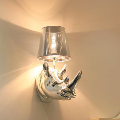 Creative Resin And Fabric Rhino 1-Light Wall Sconce Lamp