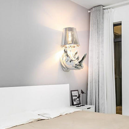 Creative Resin And Fabric Rhino 1-Light Wall Sconce Lamp