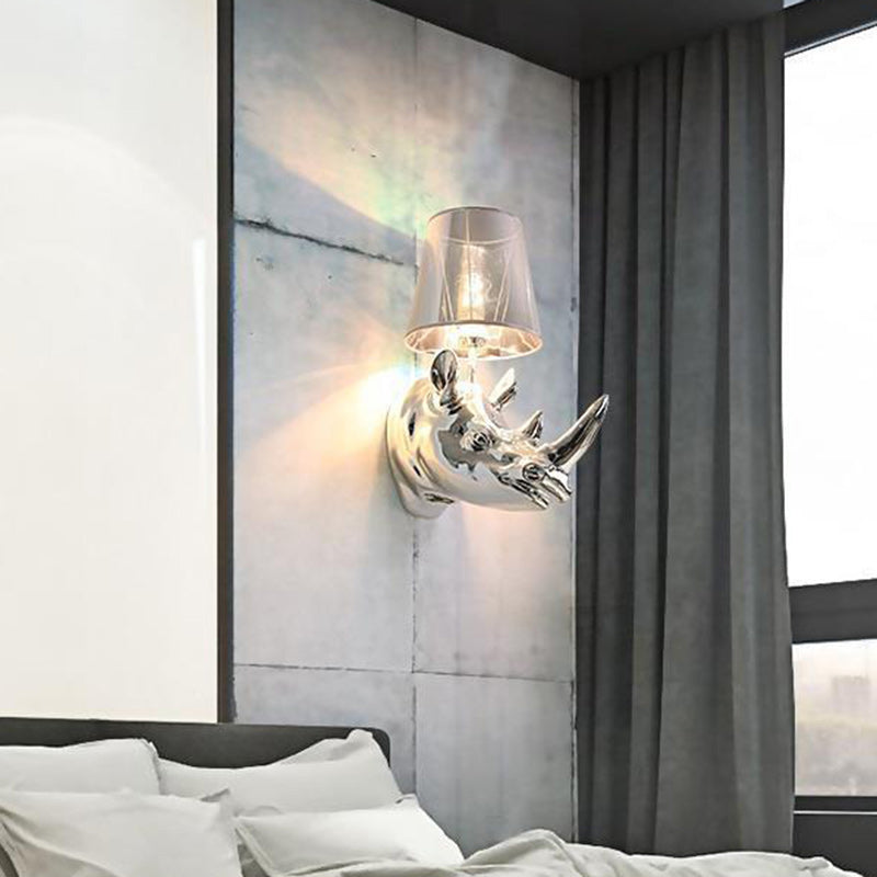 Creative Resin And Fabric Rhino 1-Light Wall Sconce Lamp