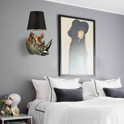 Creative Resin And Fabric Rhino 1-Light Wall Sconce Lamp