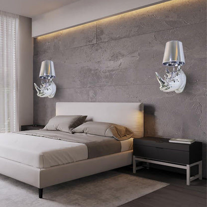 Creative Resin And Fabric Rhino 1-Light Wall Sconce Lamp