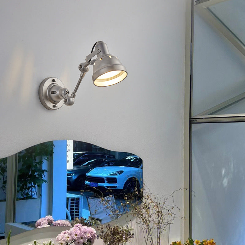 Aluminum Iron Half-Dome Adjustable 1-Light Wall Sconce Lamp