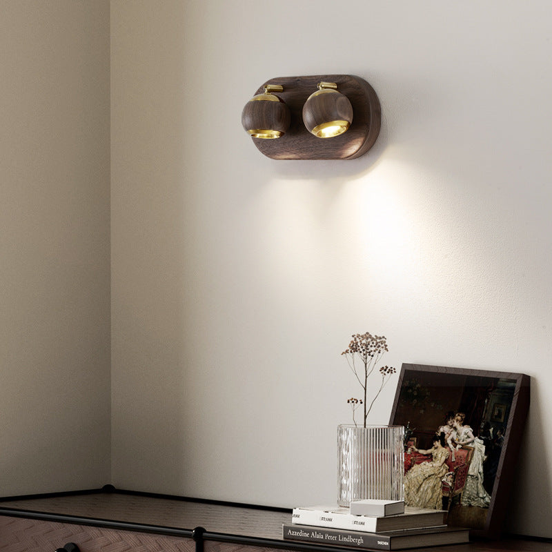 Walnut Adjustable LED Wall Sconce Lamp Spotlight