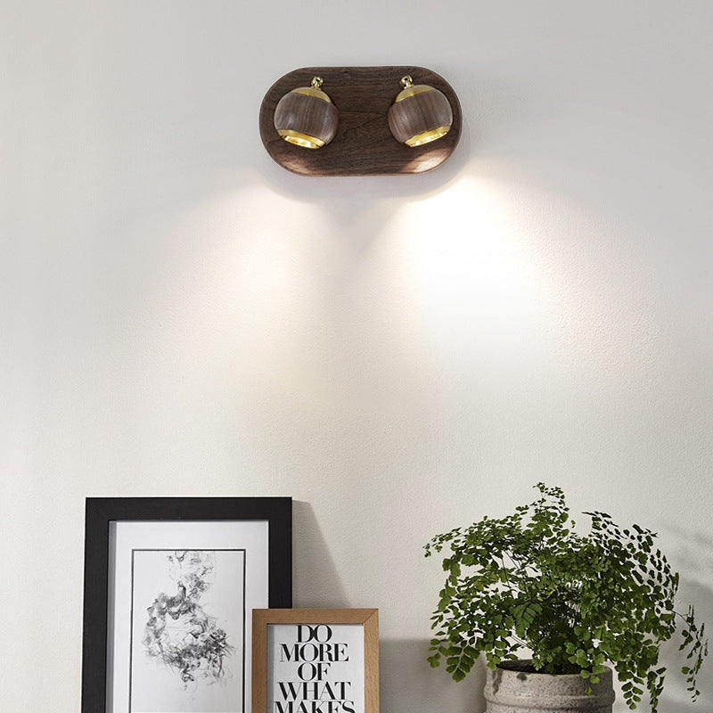 Walnut Adjustable LED Wall Sconce Lamp Spotlight