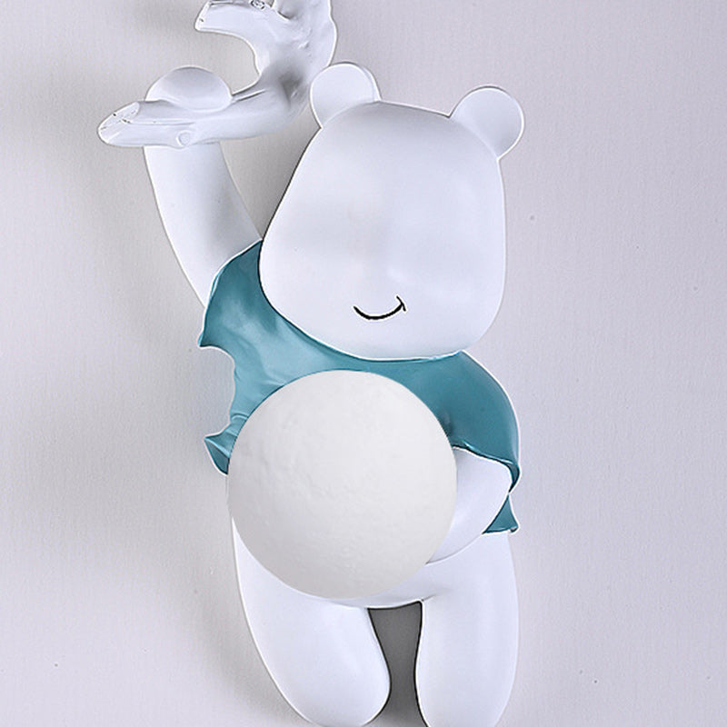 Kids & PLA Cartoon Bear With Moon 1-Light Wall Sconce Lamp