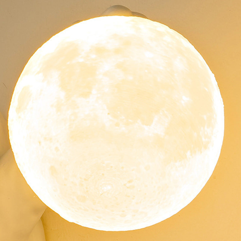 Kids & PLA Cartoon Bear With Moon 1-Light Wall Sconce Lamp