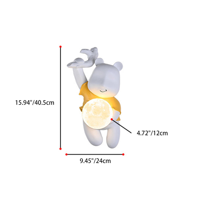 Kids & PLA Cartoon Bear With Moon 1-Light Wall Sconce Lamp