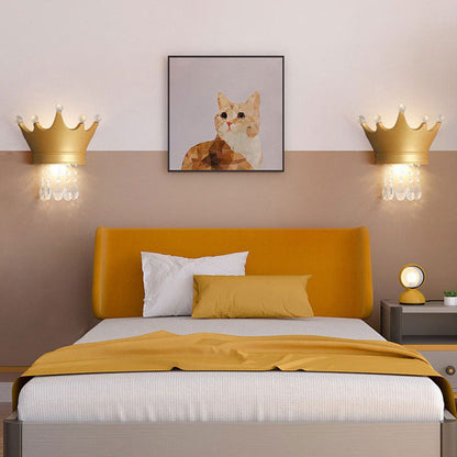 Creative Kids Resin Crystal Crown LED Wall Sconce Lamp