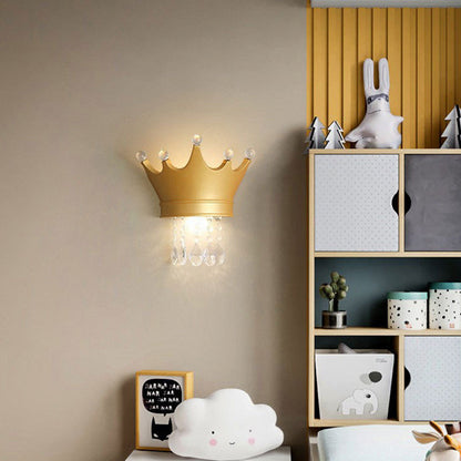 Creative Kids Resin Crystal Crown LED Wall Sconce Lamp