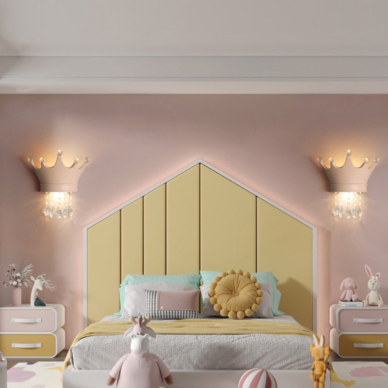 Creative Kids Resin Crystal Crown LED Wall Sconce Lamp