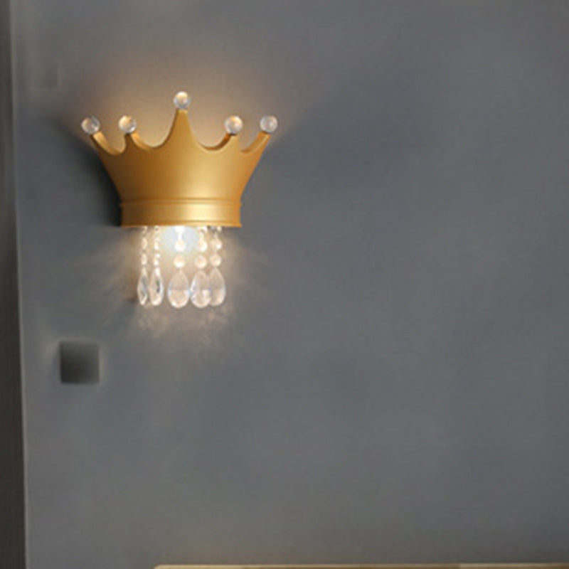 Creative Kids Resin Crystal Crown LED Wall Sconce Lamp