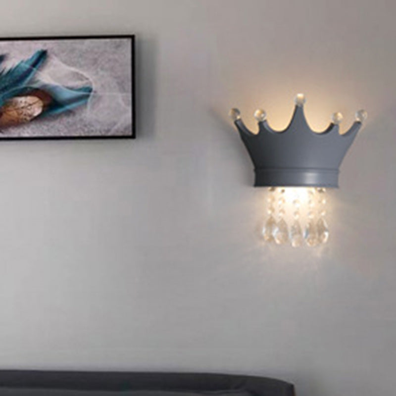 Creative Kids Resin Crystal Crown LED Wall Sconce Lamp