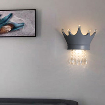 Creative Kids Resin Crystal Crown LED Wall Sconce Lamp