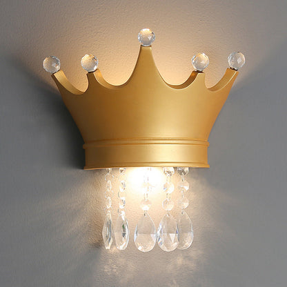 Creative Kids Resin Crystal Crown LED Wall Sconce Lamp