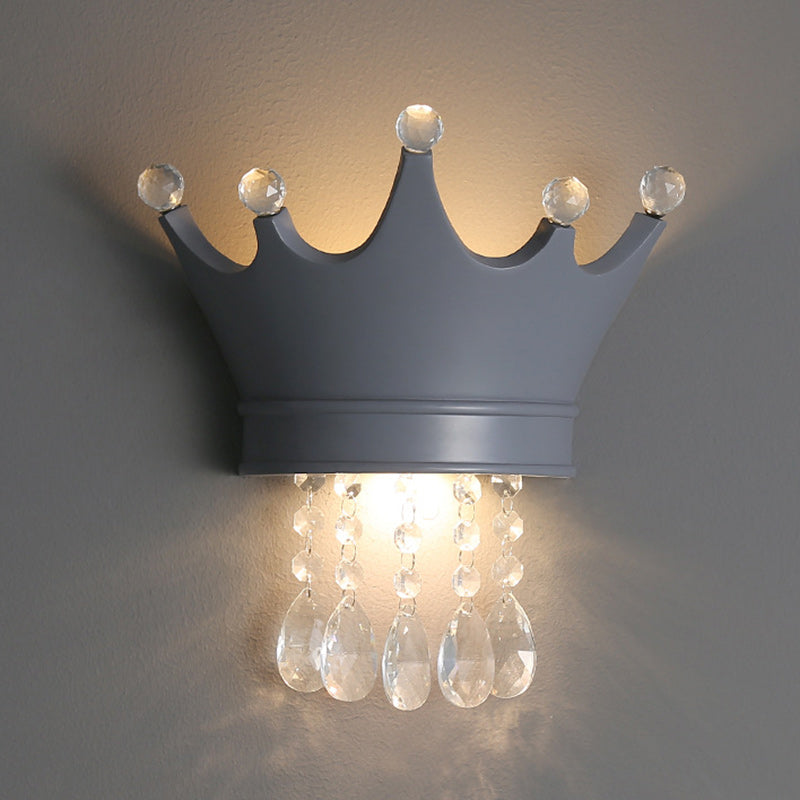 Creative Kids Resin Crystal Crown LED Wall Sconce Lamp