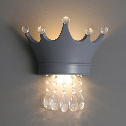 Creative Kids Resin Crystal Crown LED Wall Sconce Lamp