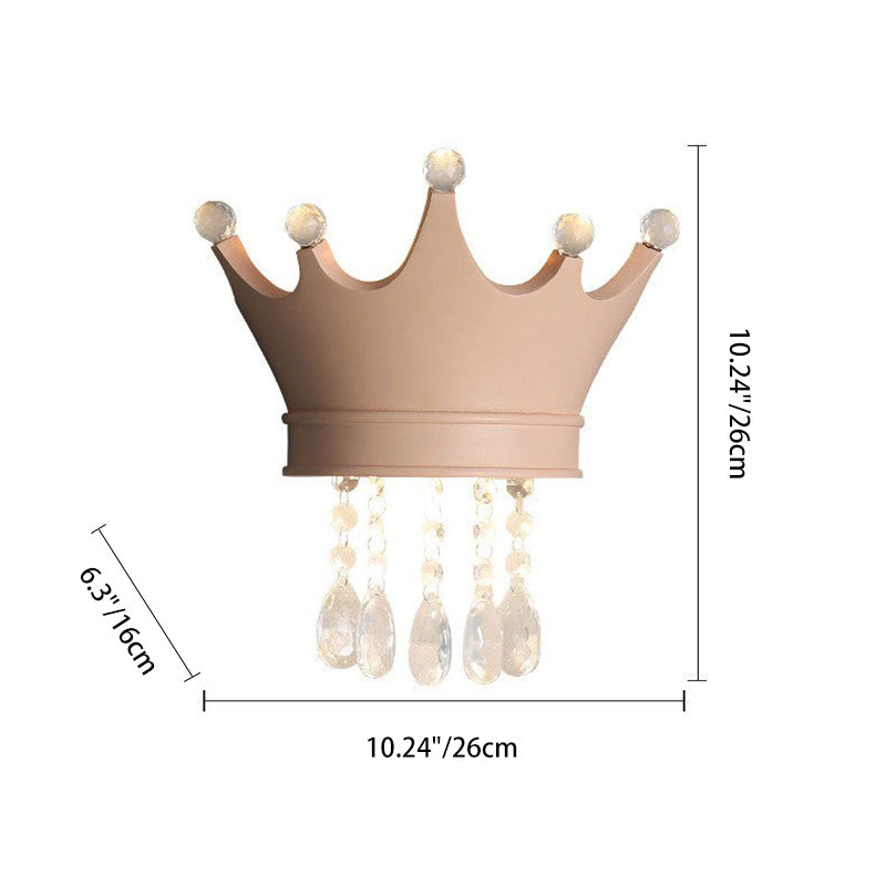 Creative Kids Resin Crystal Crown LED Wall Sconce Lamp