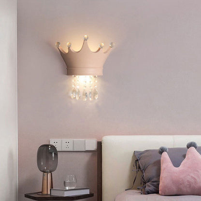 Creative Kids Resin Crystal Crown LED Wall Sconce Lamp
