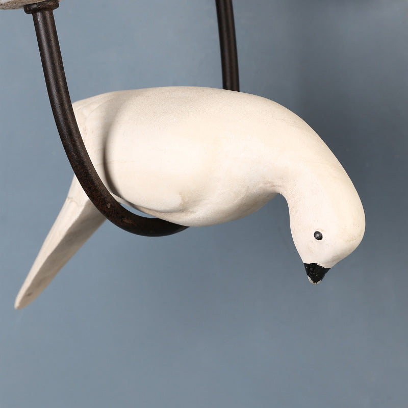 Solid Wood Metal Candelabra Bird 1/2 Light Wall Sconce Lamp