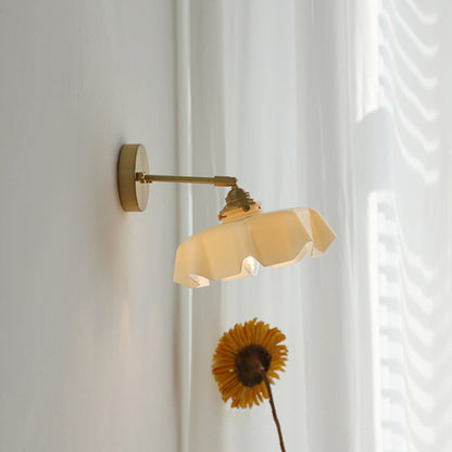 French Brass Iron Pleated Hanging 1-Light Wall Sconce Lamp
