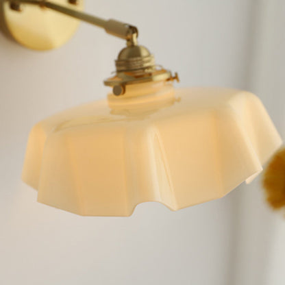 French Brass Iron Pleated Hanging 1-Light Wall Sconce Lamp