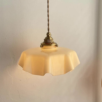 French Brass Iron Pleated Hanging 1-Light Wall Sconce Lamp