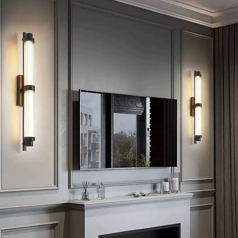 Iron Glass Cylinder Rectangle LED Wall Sconce Lamp