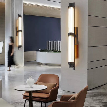 Iron Glass Cylinder Rectangle LED Wall Sconce Lamp
