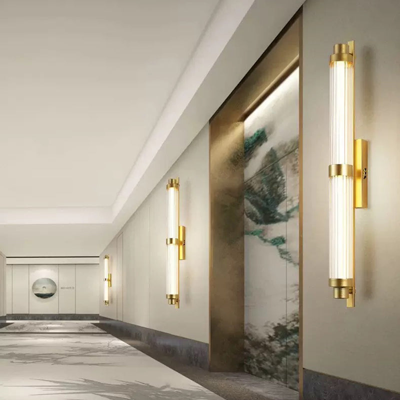 Iron Glass Cylinder Rectangle LED Wall Sconce Lamp