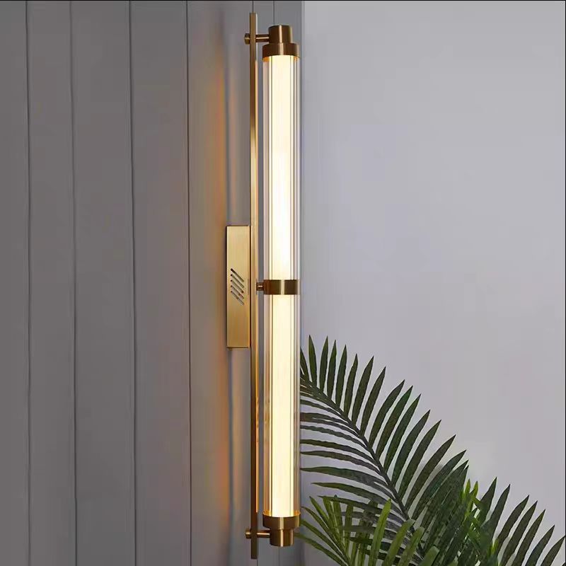 Iron Glass Cylinder Rectangle LED Wall Sconce Lamp