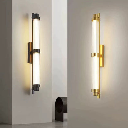 Iron Glass Cylinder Rectangle LED Wall Sconce Lamp
