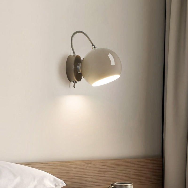Cream Round Iron Aluminum 1-Light Wall Sconce Lamp