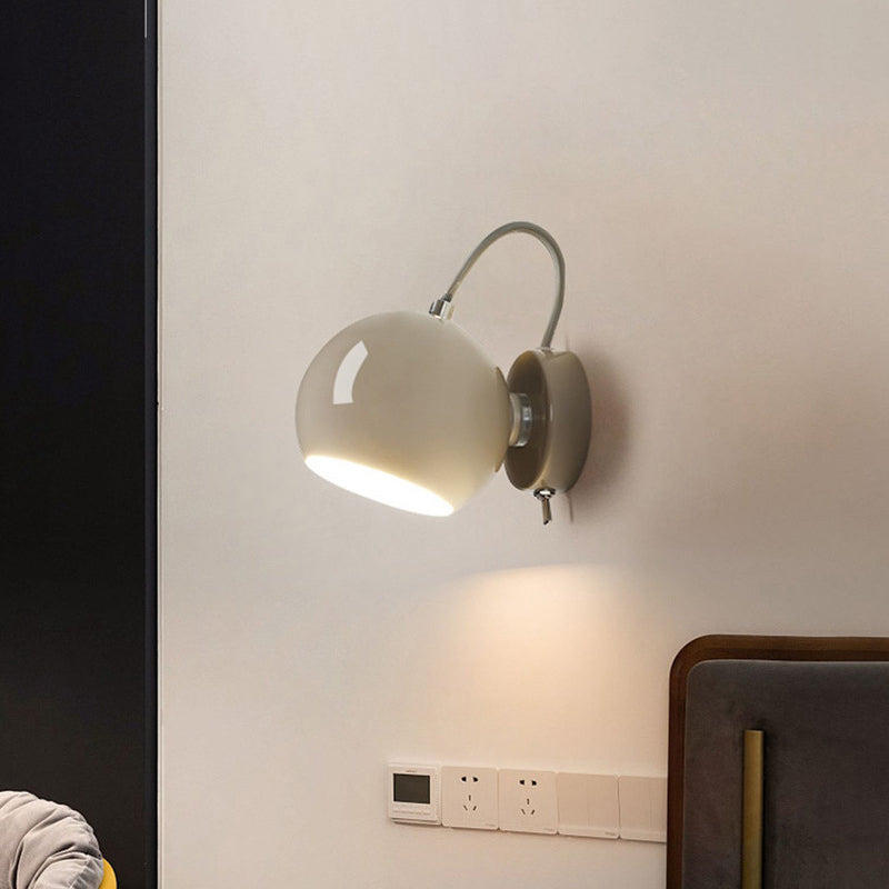 Cream Round Iron Aluminum 1-Light Wall Sconce Lamp