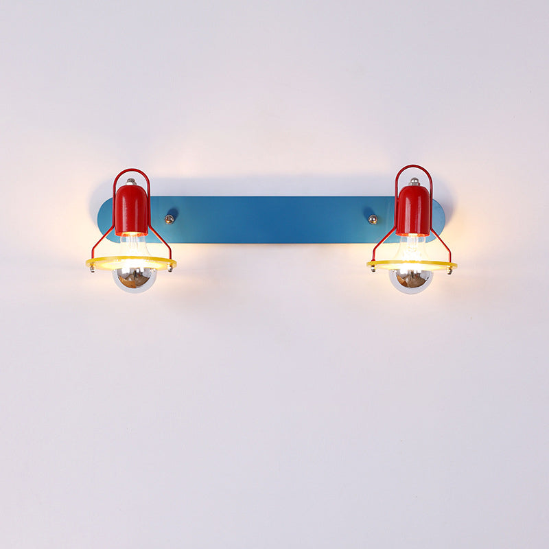 Mid-Century Round Iron Acrylic 2-Light Wall Sconce Lamp