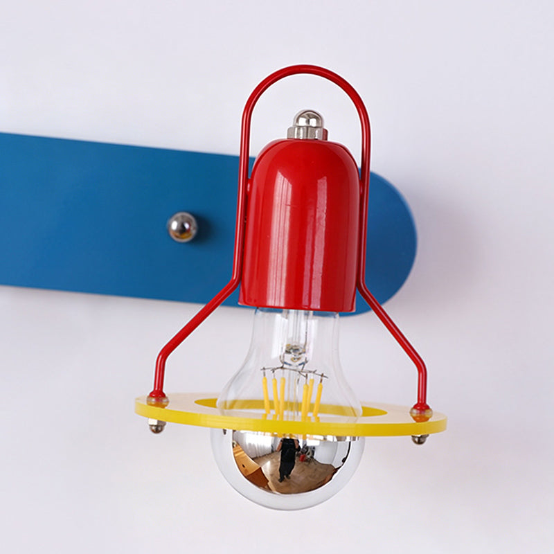 Mid-Century Round Iron Acrylic 2-Light Wall Sconce Lamp