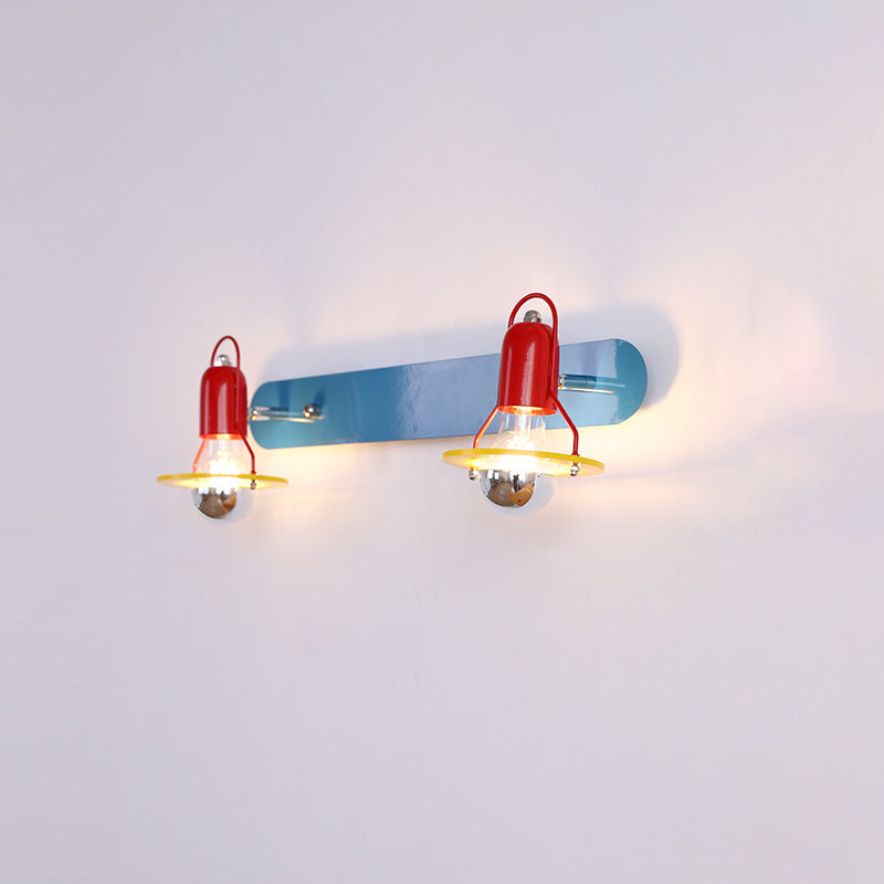 Mid-Century Round Iron Acrylic 2-Light Wall Sconce Lamp