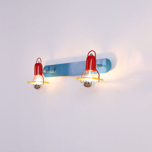 Mid-Century Round Iron Acrylic 2-Light Wall Sconce Lamp