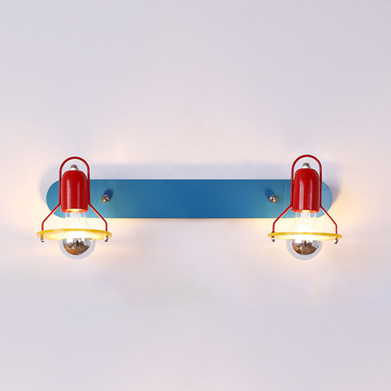 Mid-Century Round Iron Acrylic 2-Light Wall Sconce Lamp