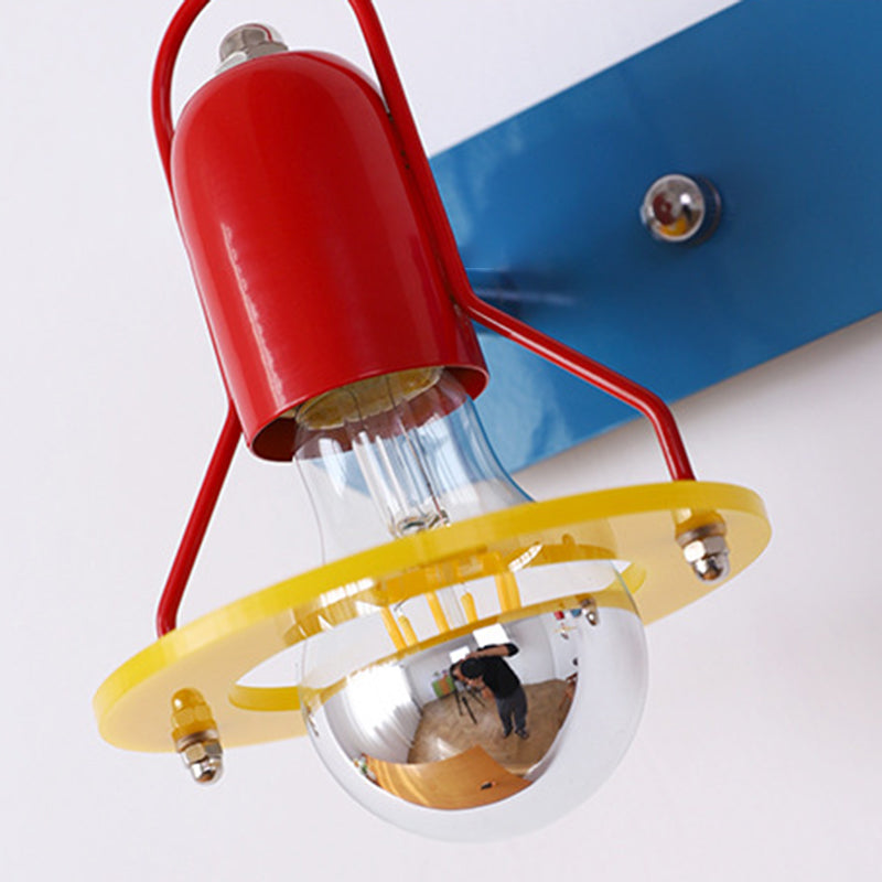 Mid-Century Round Iron Acrylic 2-Light Wall Sconce Lamp