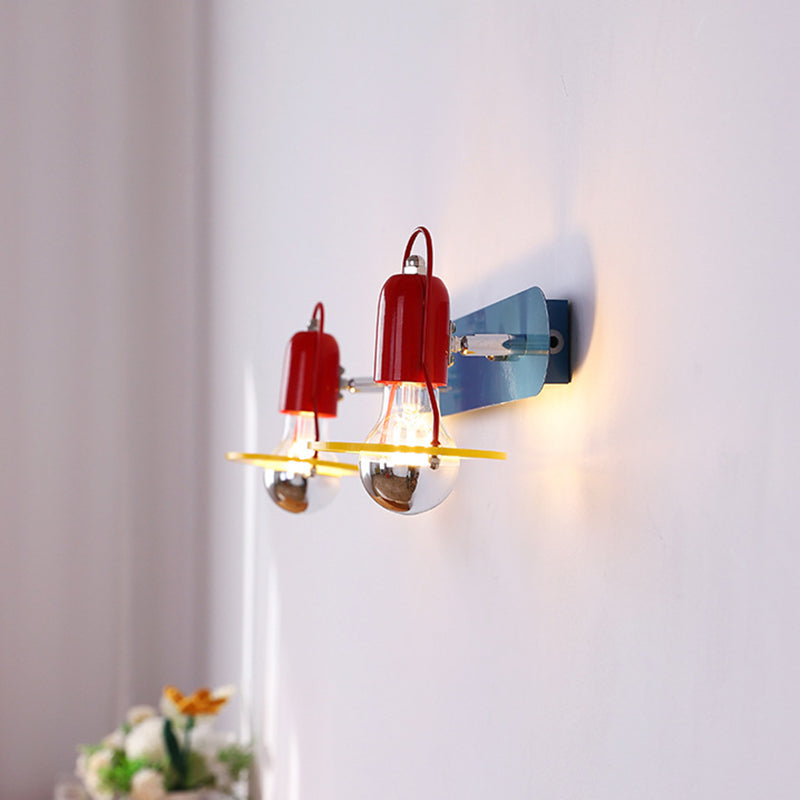 Mid-Century Round Iron Acrylic 2-Light Wall Sconce Lamp