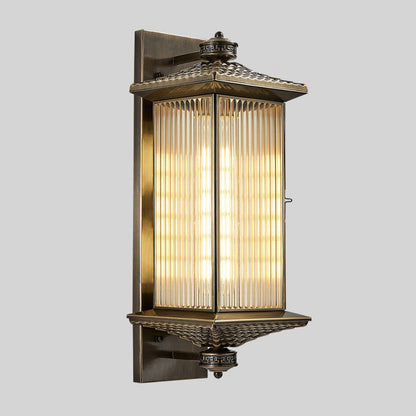 Chinese Lantern Full Copper Glass 1-Light Wall Sconce Lamp