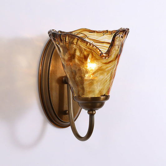 European Bottle Copper Glass 1-Light Wall Sconce Lamp