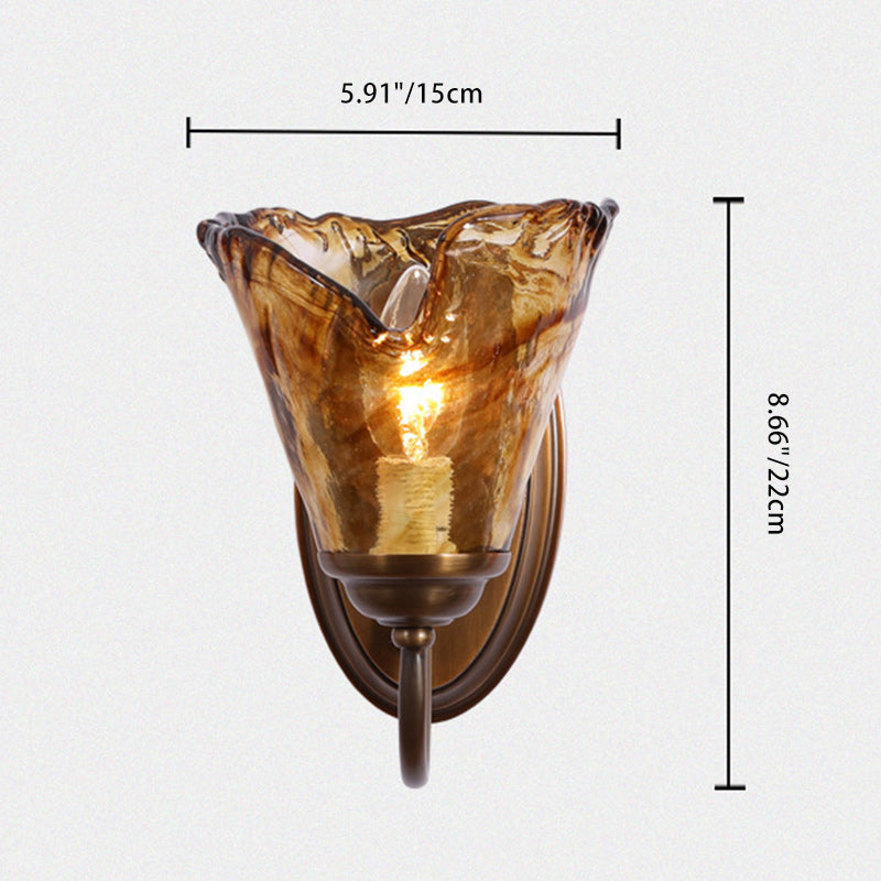 European Bottle Copper Glass 1-Light Wall Sconce Lamp